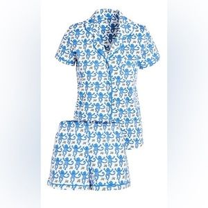 Roller Rabbit Blue Monkey Short Sleeve Polo Pajamas - Size XS